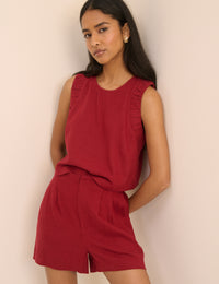 Red Linen-Blend Silsoe Shorts