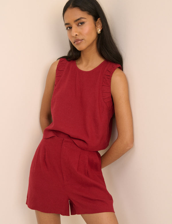 Red Linen-Blend Silsoe Shorts