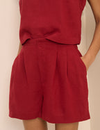 Red Linen-Blend Silsoe Shorts
