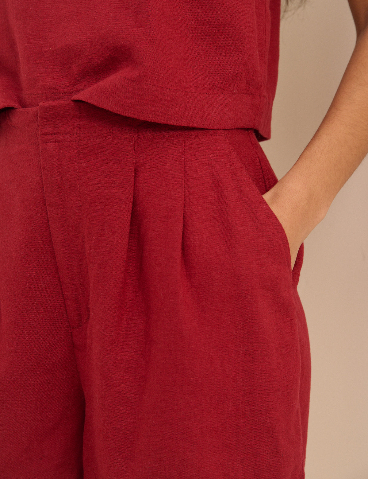 Red Linen-Blend Silsoe Shorts