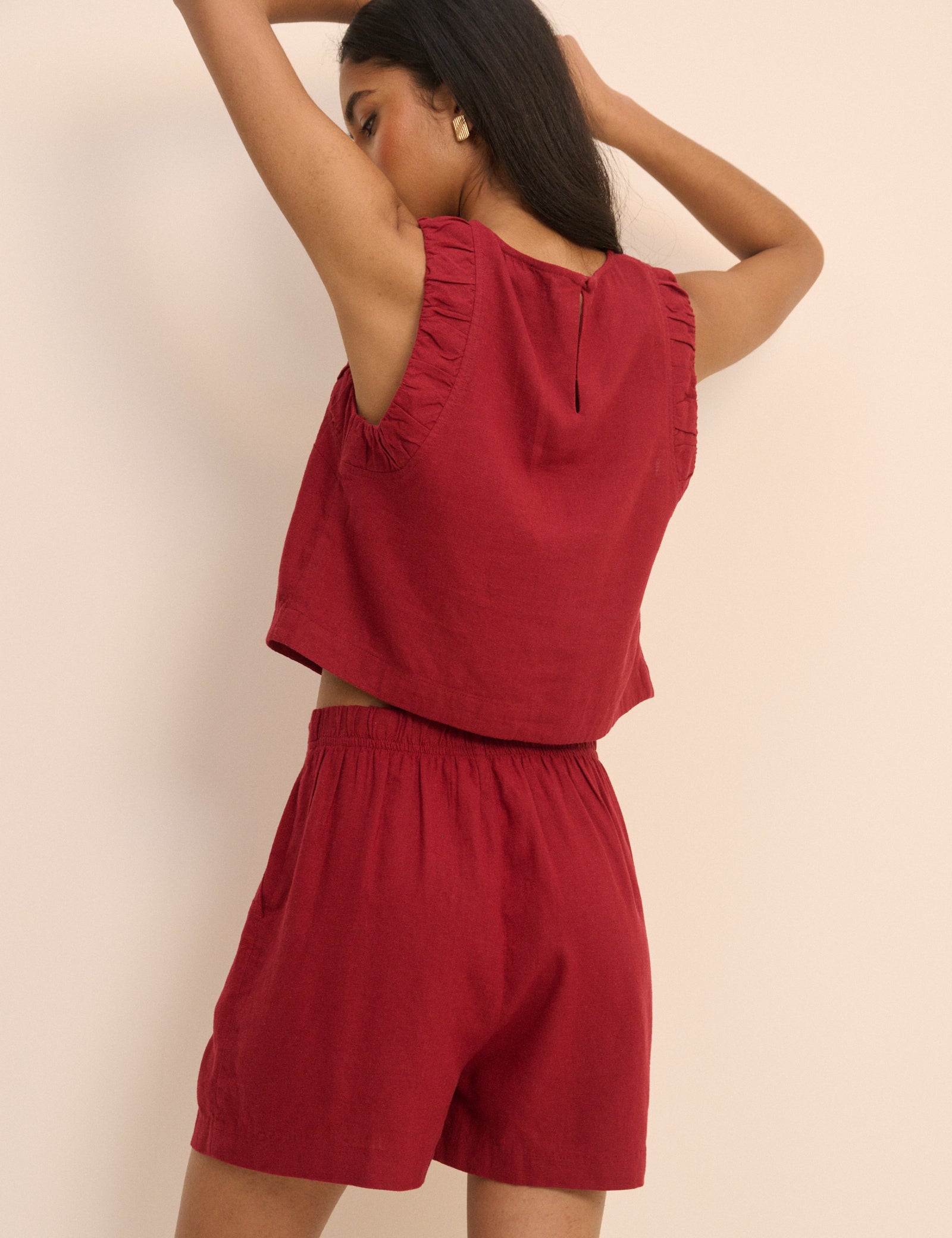 Red Linen-Blend Silsoe Shorts