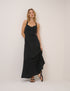 Black Linen-Blend Dana Midi Dress