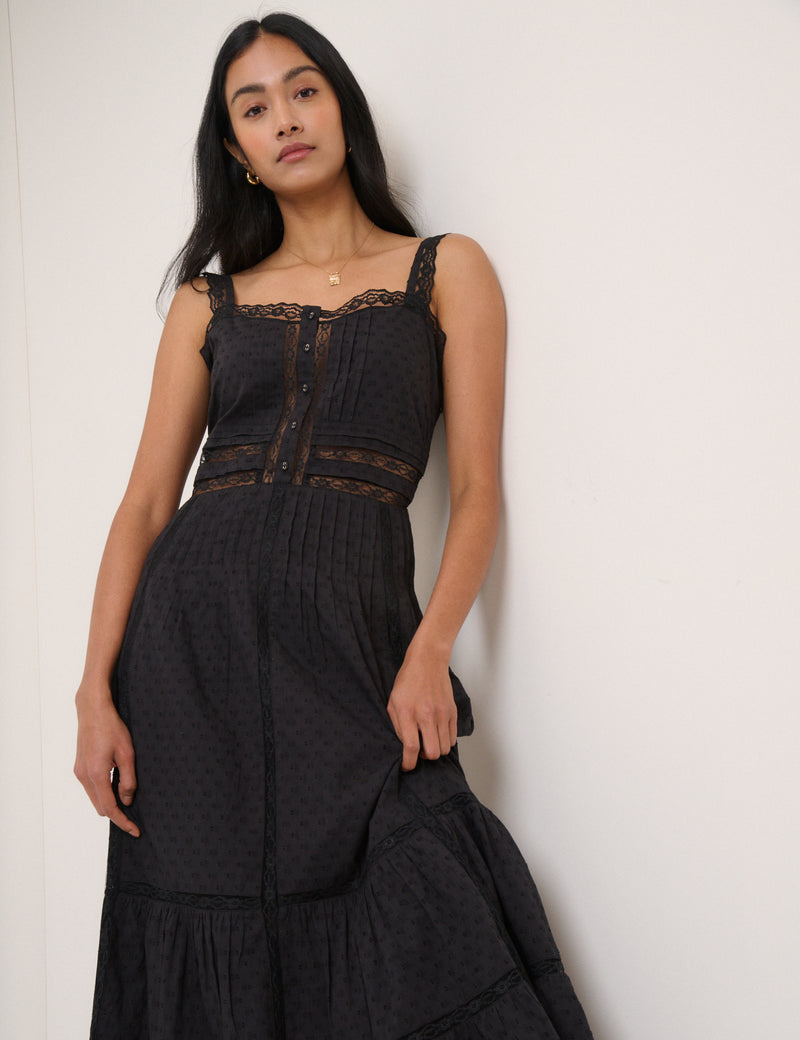 Black Tiered Lennox Midi Dress