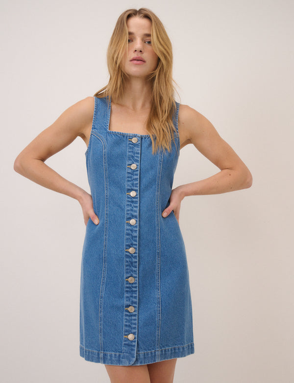 Blue Denim Harvey Fitted Mini Dress