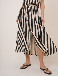 Black Striped Midi Skirt