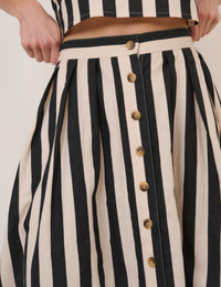 Black Striped Midi Skirt