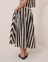 Black Striped Midi Skirt