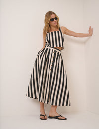 Black Striped Midi Skirt