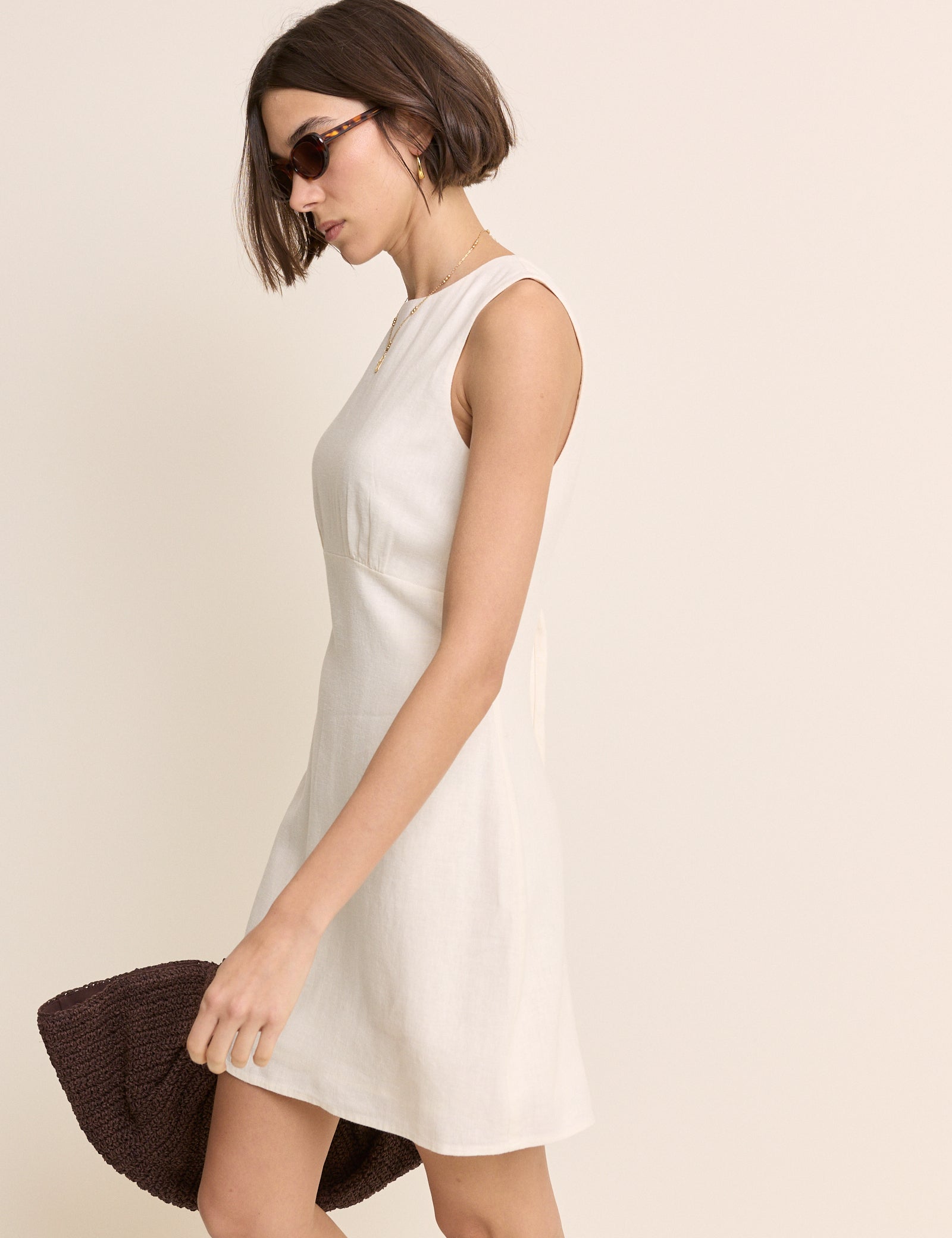Ivory Sleeveless Vicky Mini Dress