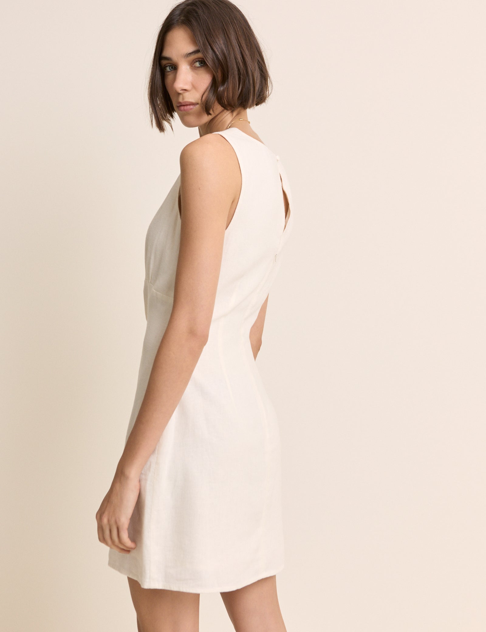 Ivory Sleeveless Vicky Mini Dress