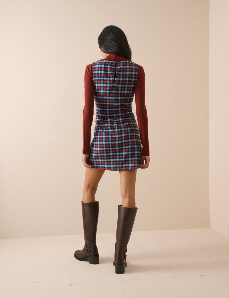 Blue and Red Gingham Vicky Mini Dress