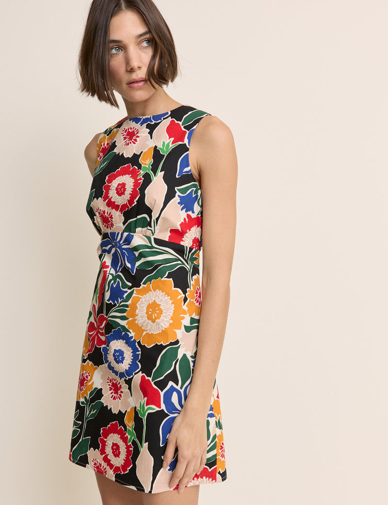 Multi-Coloured Floral Sleeveless Vicky Mini Dress