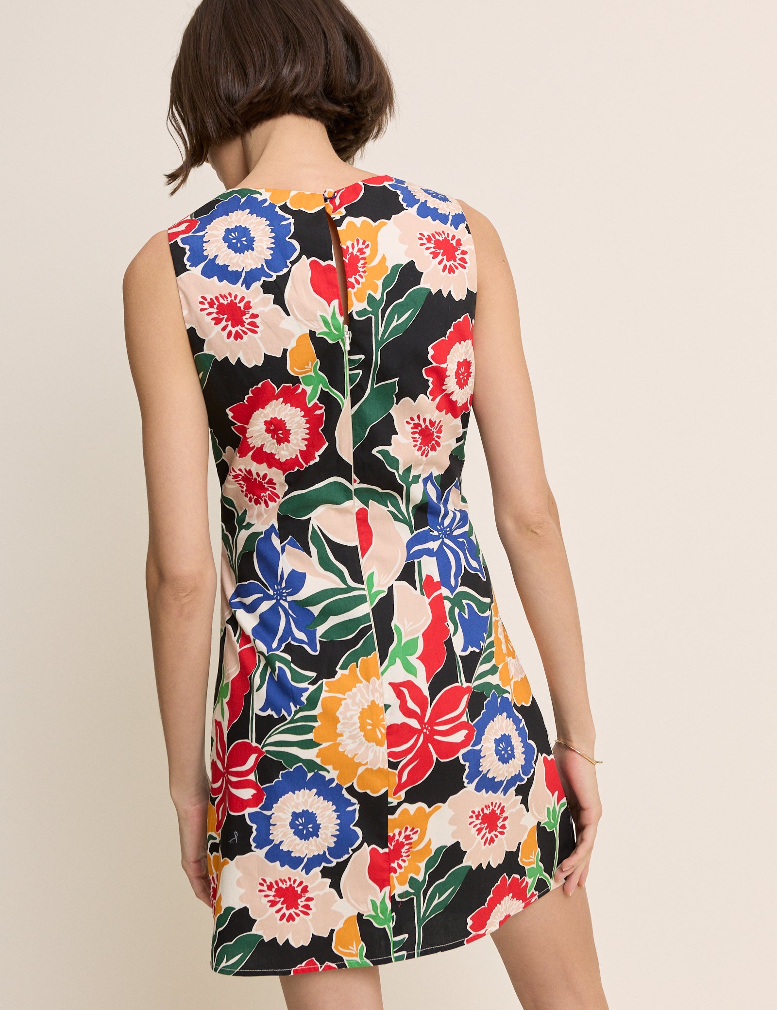 Multi-Coloured Floral Sleeveless Vicky Mini Dress