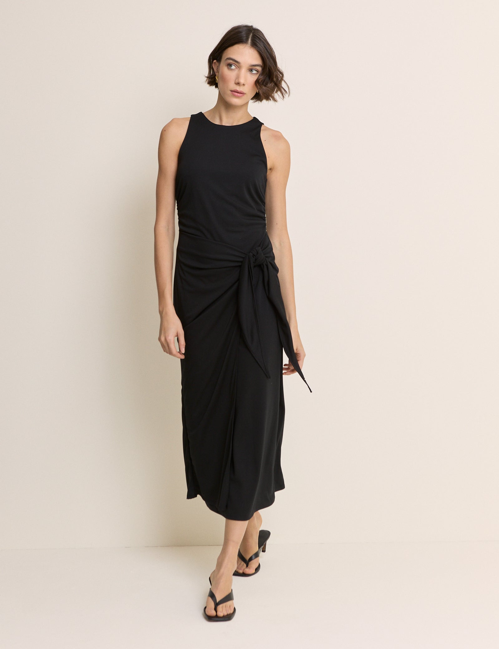 Black Tie Detail Harper Midi Dress