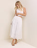 White Cutwork Scallop Hem Sintra Midi Skirt