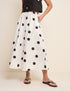 Ivory Polka Dot Midi Skirt