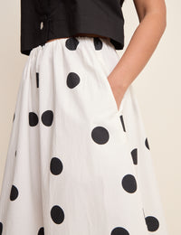 White Polka Dot Midi Skirt