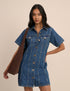 Mid Blue Denim Shirt Mini Dress