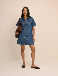 Blue Denim Shirt Mini Dress