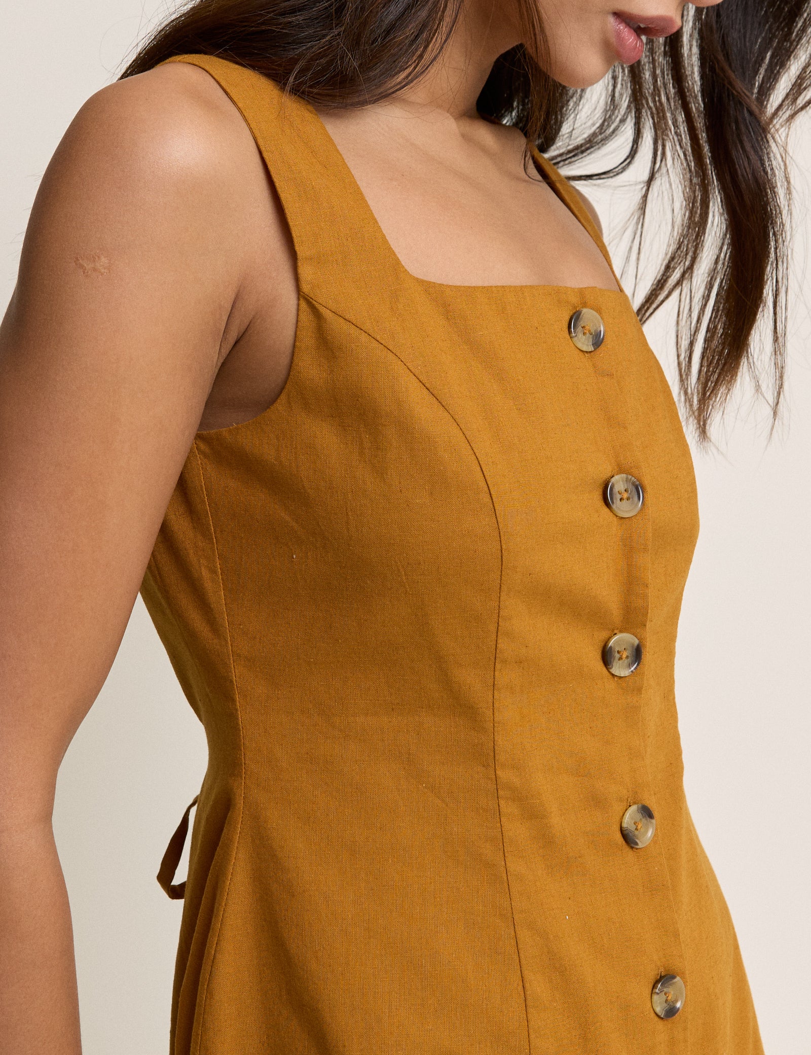 Mustard Yellow Square Neck Rosie Mini Dress Mustard Yellow Square Neck Rosie Mini Dress