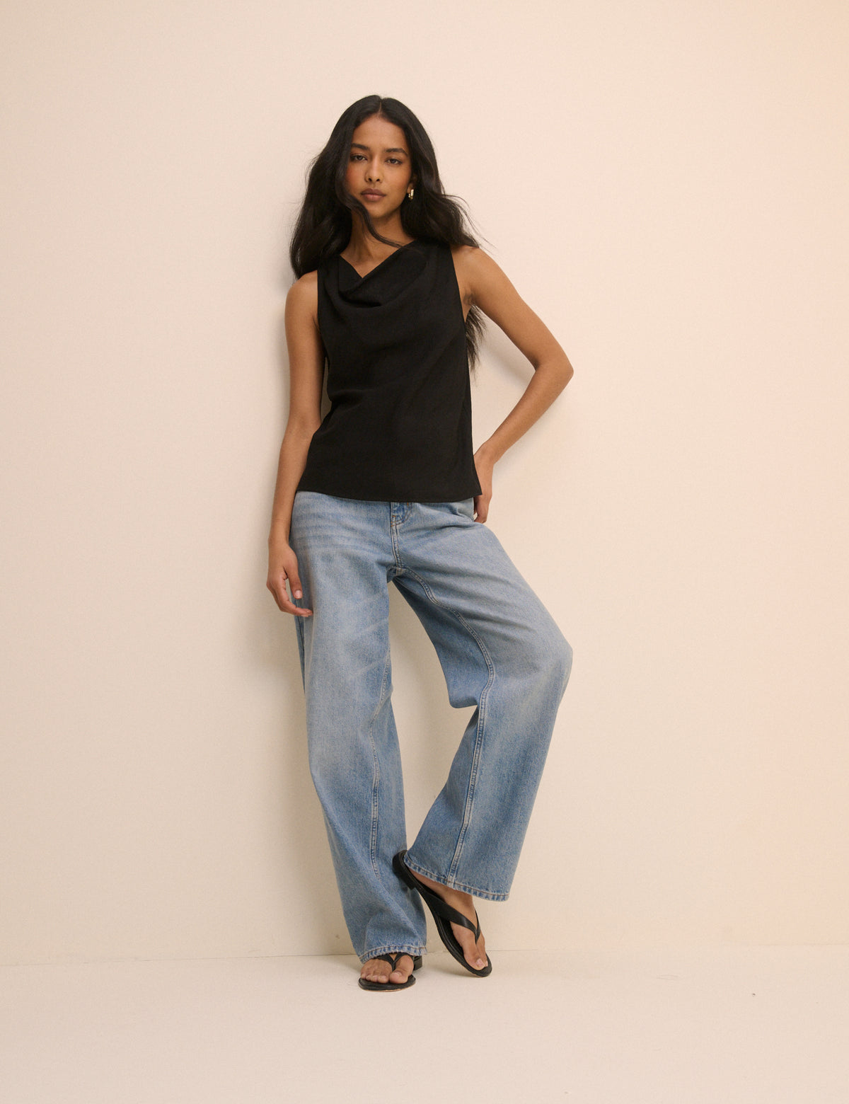 Black Draped Sleeveless Top