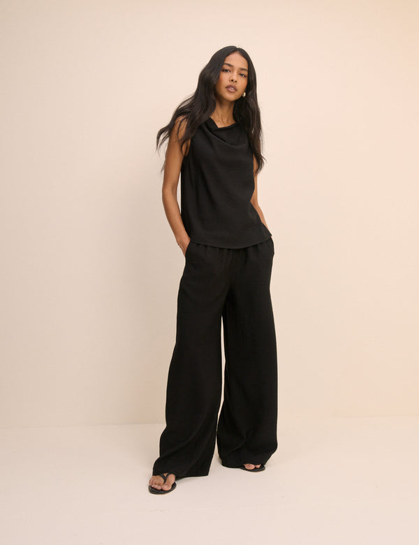 Black Draped Sleeveless Top