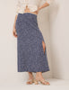 Navy Polka Dot Midi Skirt