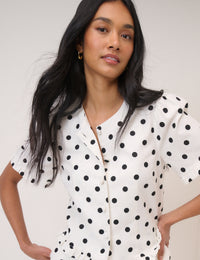 White Polka Dot Tailored Top