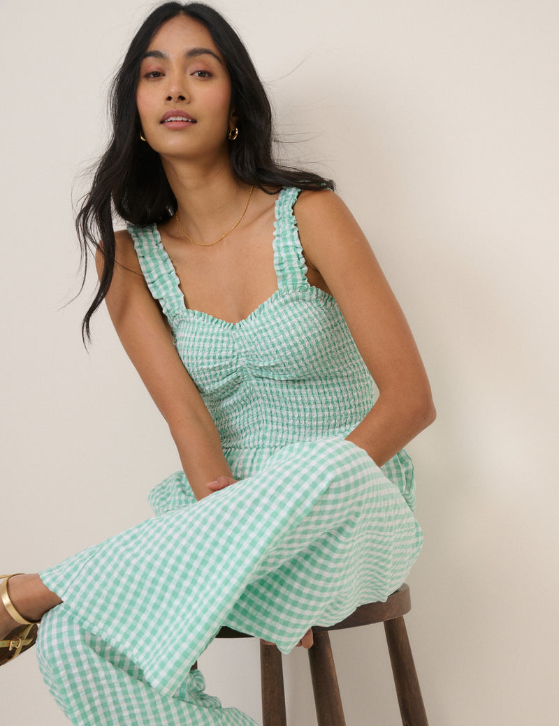 Mint Green Gingham Helena Jumpsuit