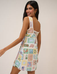 White Print Ciara Mini Dress