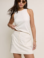 Cream High Waisted Utility Skort