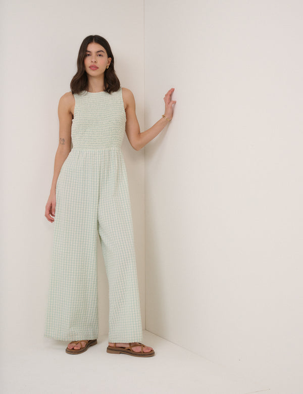 Mint Green Gingham Ruth Jumpsuit