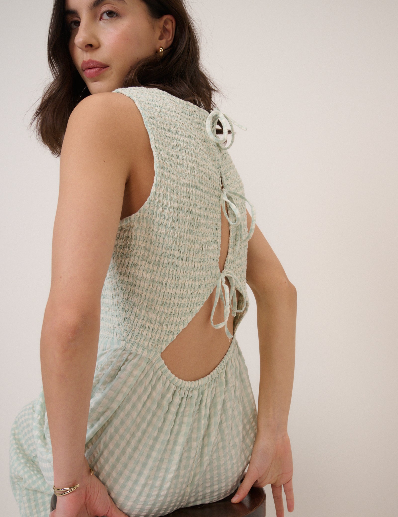 Mint Green Gingham Ruth Jumpsuit