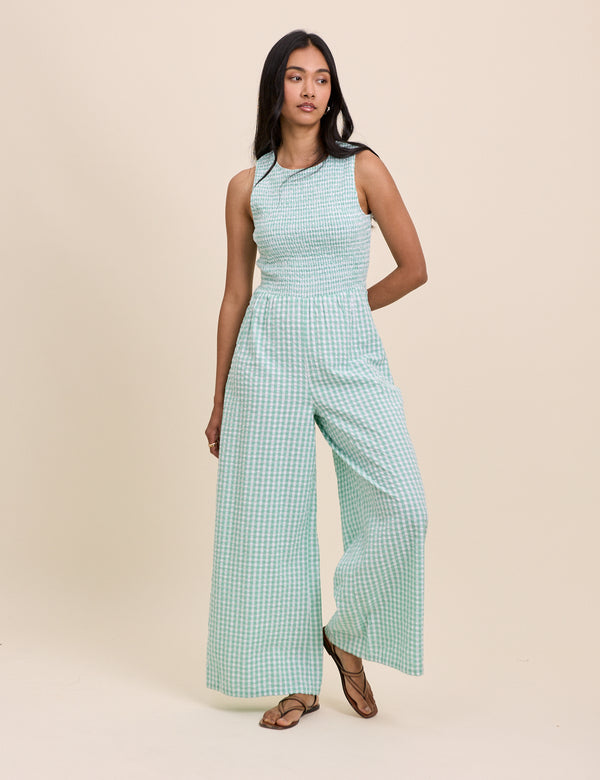 Mint Green Gingham Ruth Jumpsuit