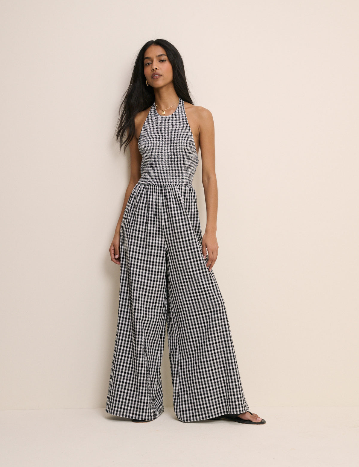 Black Gingham Halterneck Tizzy Jumpsuit