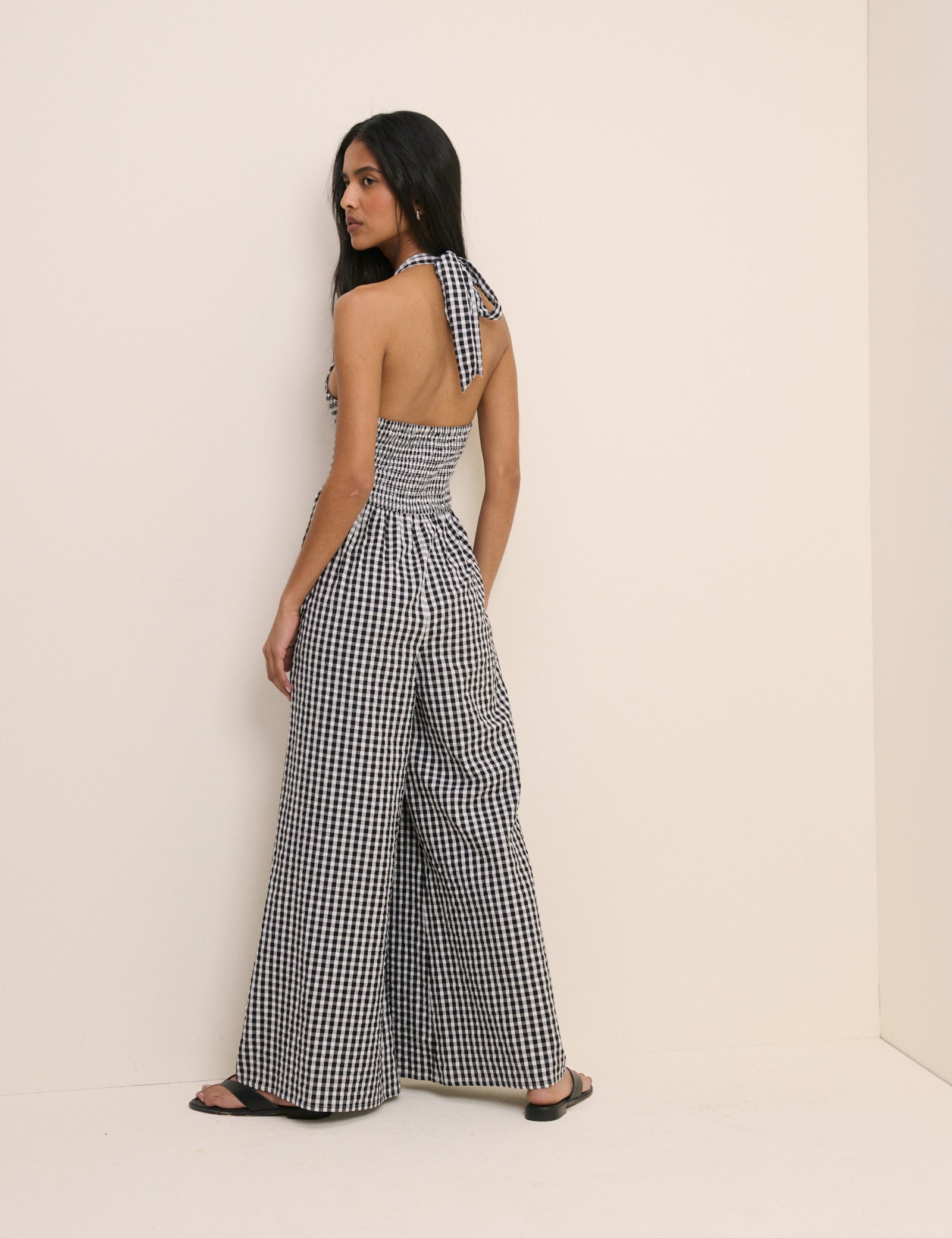 Black Gingham Halterneck Tizzy Jumpsuit