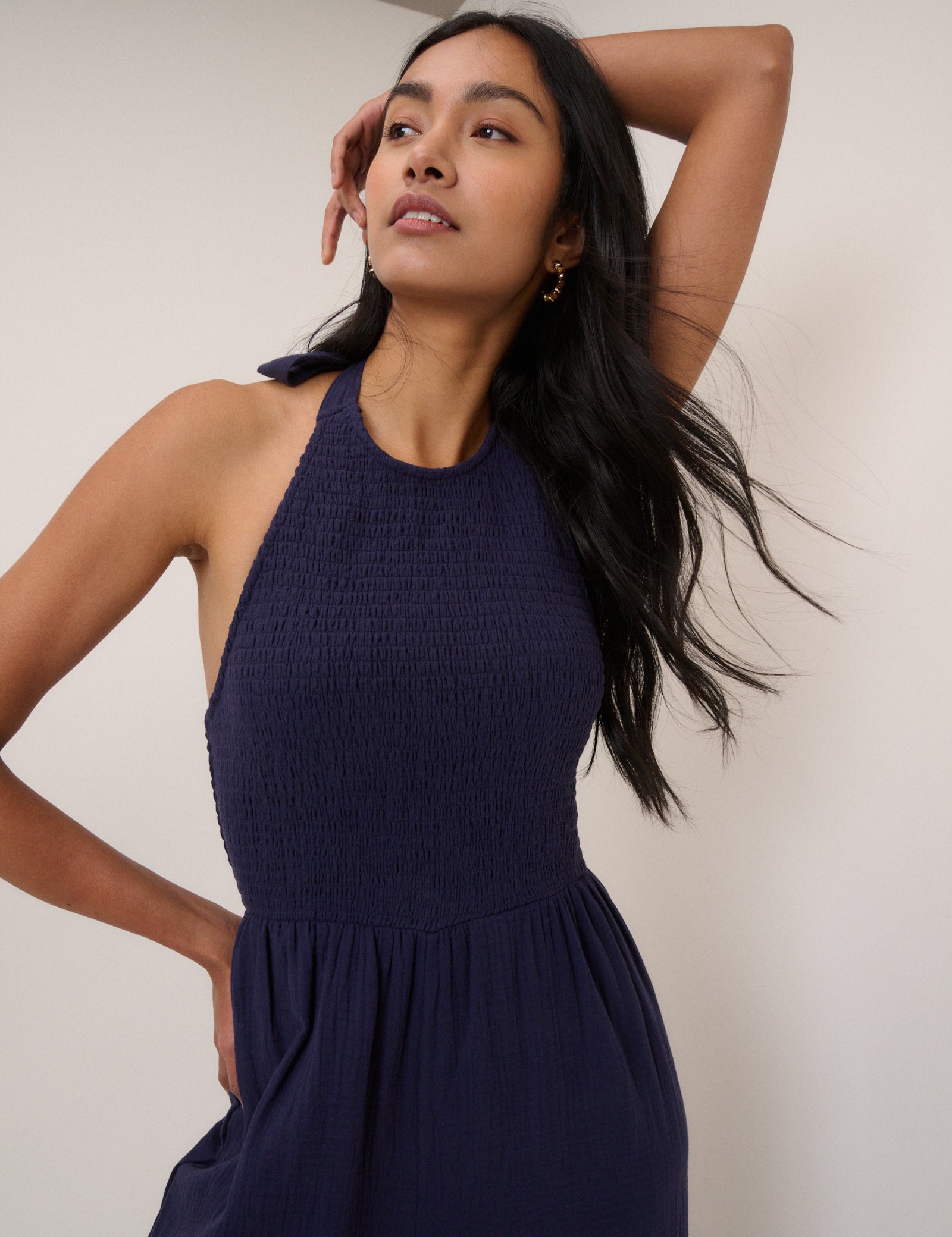 Navy Halter Neck Tizzy Jumpsuit