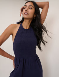 Navy Halter Neck Tizzy Jumpsuit