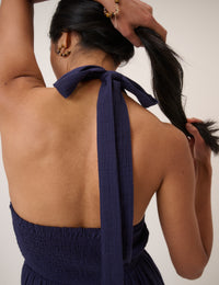 Navy Halter Neck Tizzy Jumpsuit