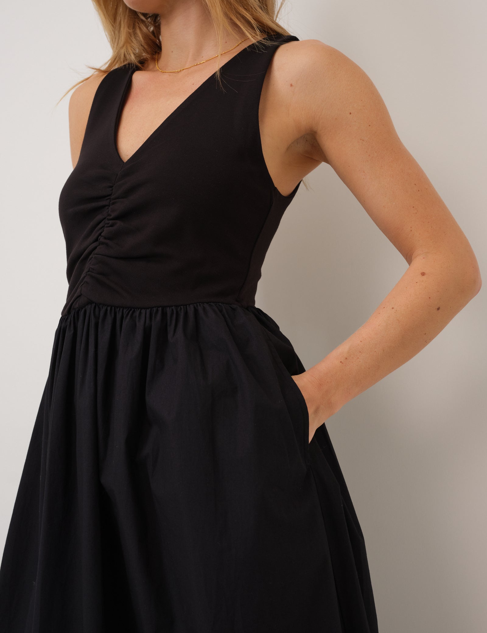 Black V-Neck Kyra Midi Dress