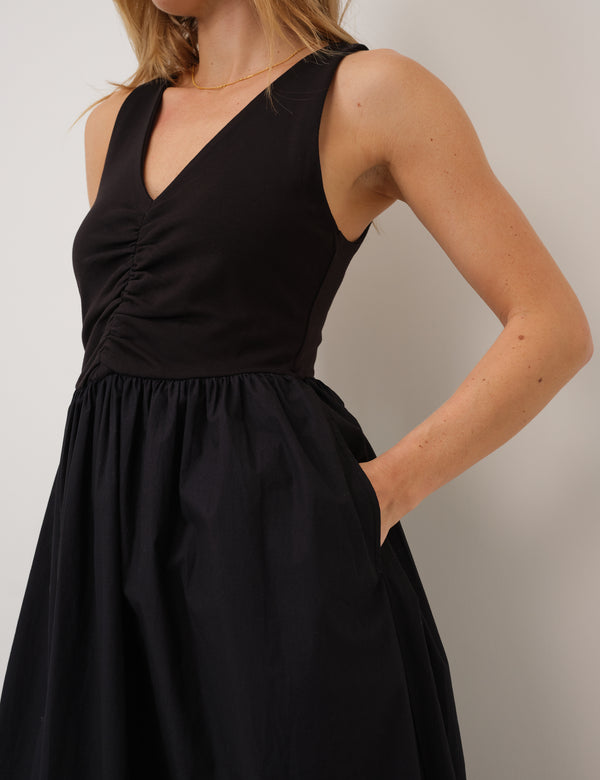 Black V-Neck Kyra Midi Dress