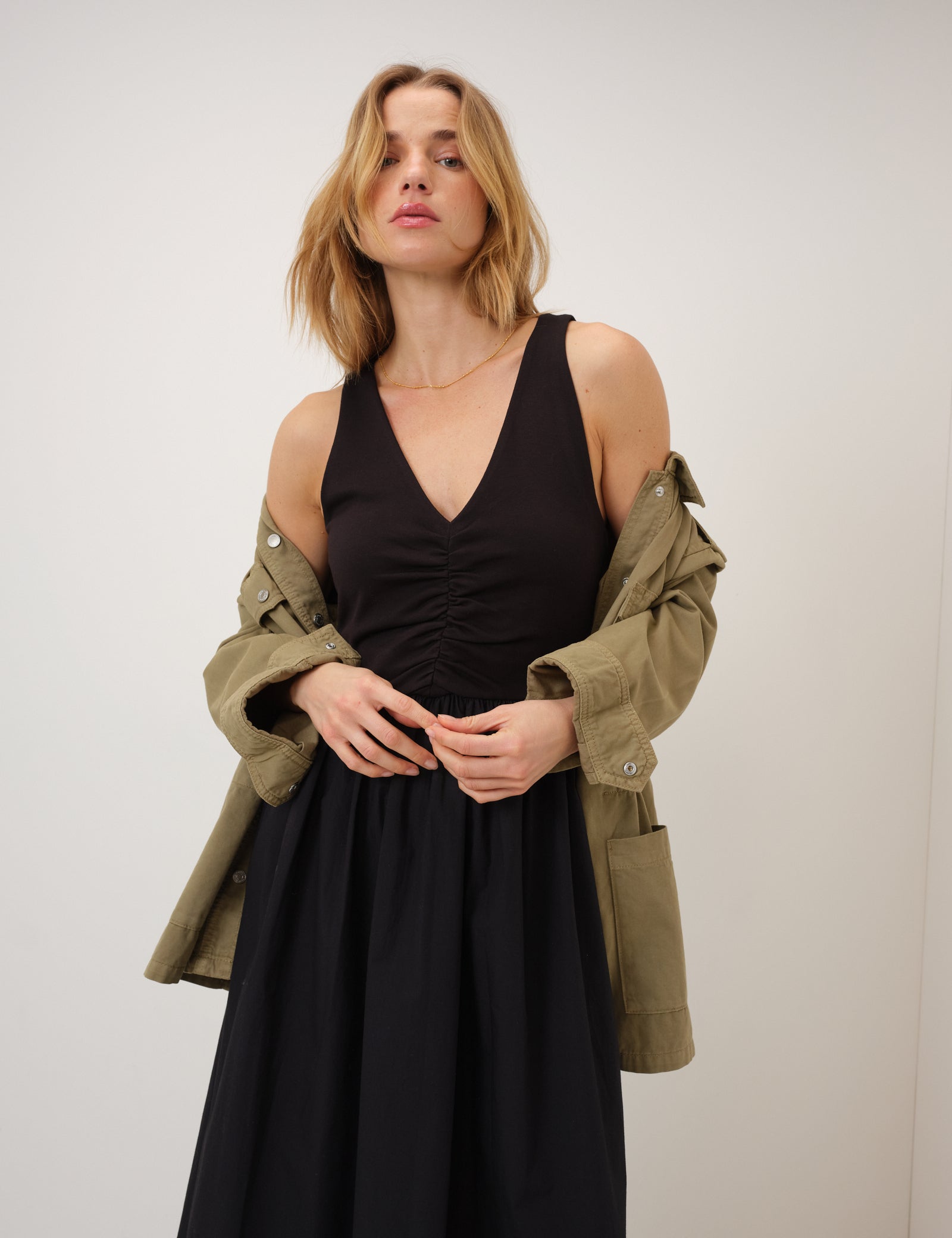 Black V-Neck Kyra Midi Dress