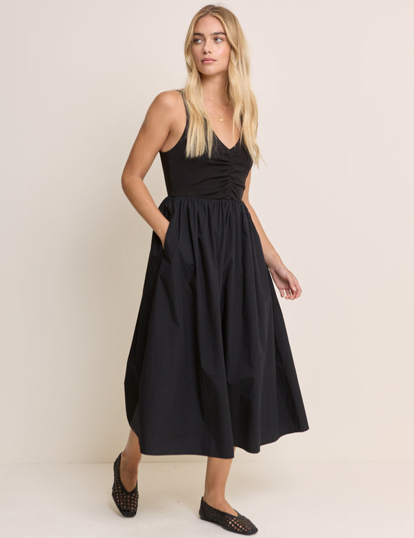 Black V-Neck Kyra Midi Dress