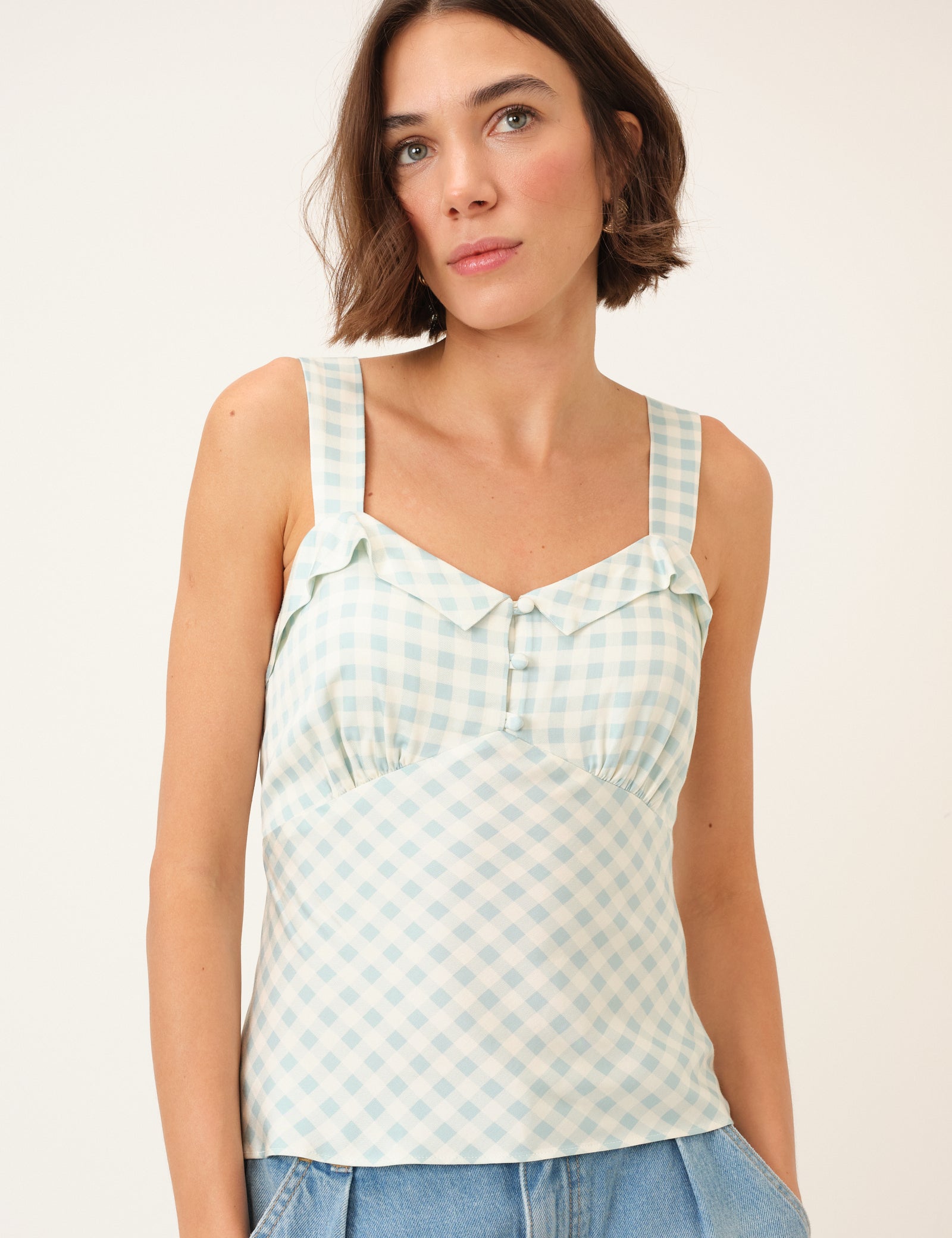 Mint Green Check Top