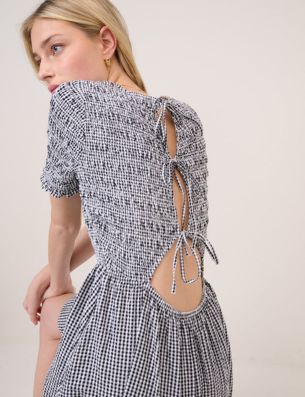 Black Gingham Leah Mini Dress