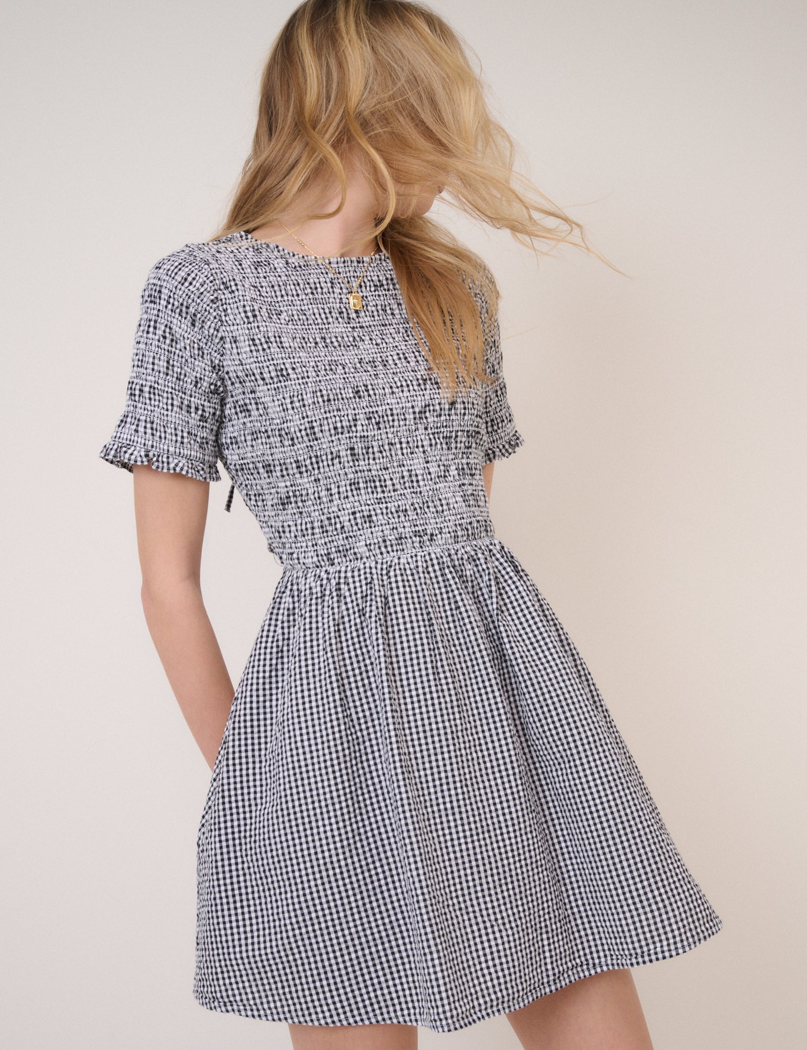 Black Gingham Leah Mini Dress