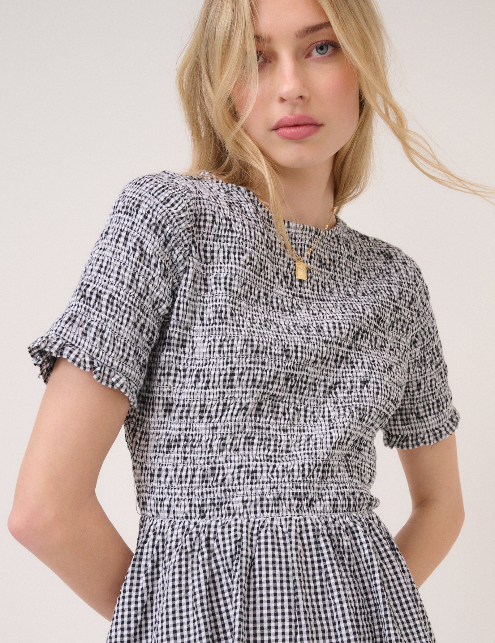 Black Gingham Leah Mini Dress