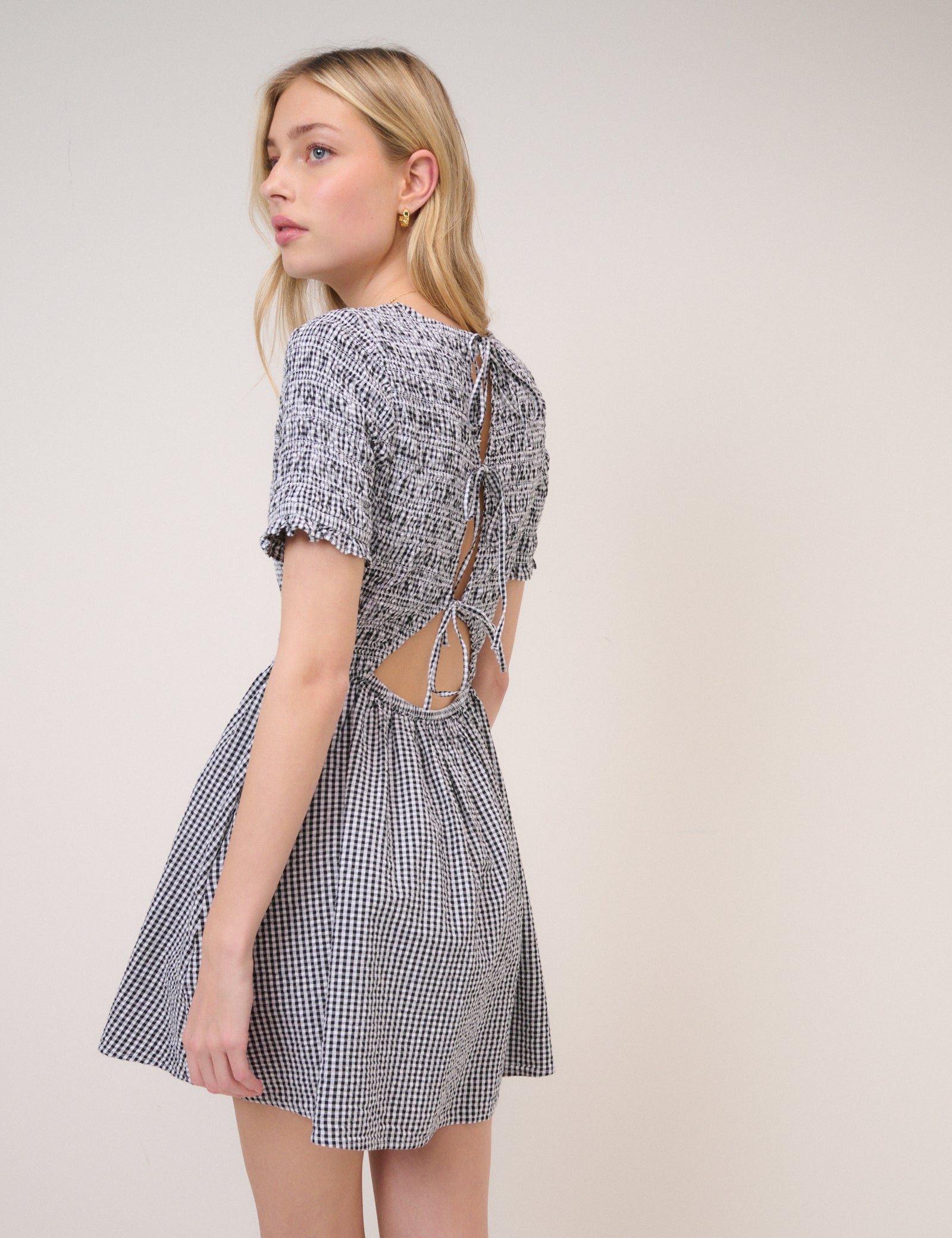 Black Gingham Leah Mini Dress Black Gingham Leah Mini Dress