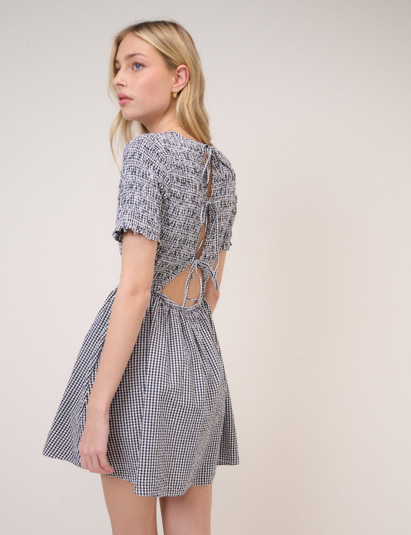 Black Gingham Leah Mini Dress