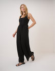 Black Linen-Blend Cora Jumpsuit